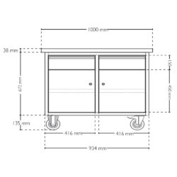 Schéma Établis Mobile AXIO MOB 1 Porte 4 Étagères