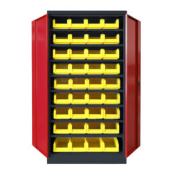 Armoire Haute IDEO 100 Porte Battante 8 Étagères 36 Bacs à Bec 8L