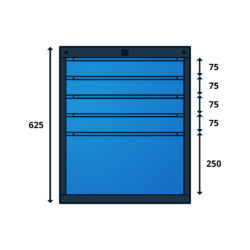 Caisson Type F pour Établis TIRIO 5 Tiroirs