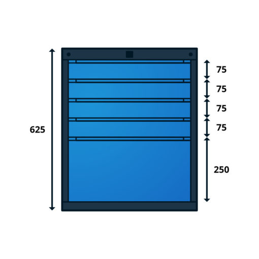Caisson Type F pour Établis TIRIO 5 Tiroirs