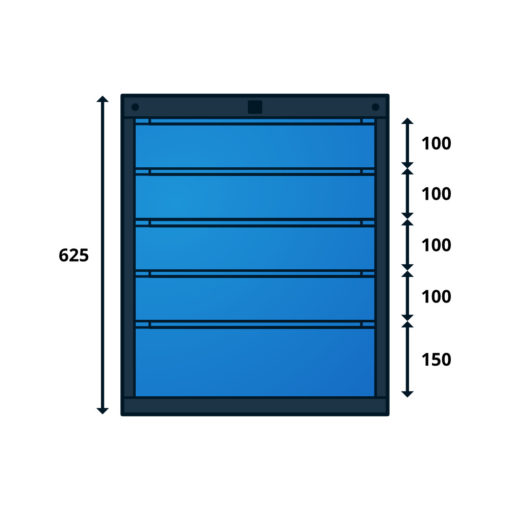 Caisson Type K pour Établis TIRIO 5 Tiroirs