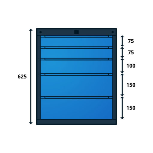 Caisson Type M pour Établis TIRIO 5 Tiroirs