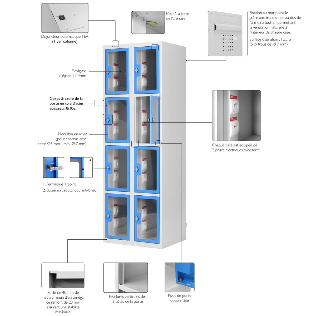 Vestiaire Multicases Electrique PLEXI - Mon Atelier Pro