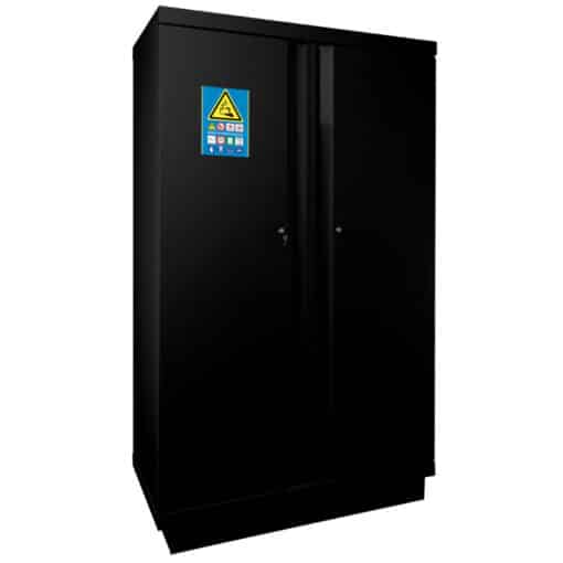 armoire de sécurité pour le stockage de batterie lithium 90 min équipement complet coloris noir avec extincteur trionyx